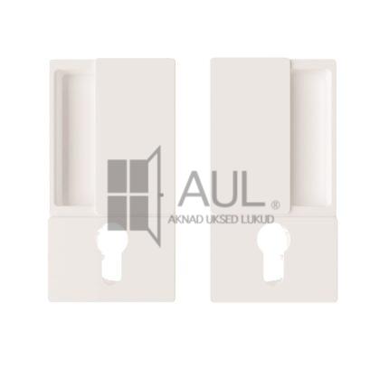 Ukselink WAVE PZ, uksele (Aul V) VALGE-Komplekt-lukukorpus, vasturaud, käepidemed 2 tk
